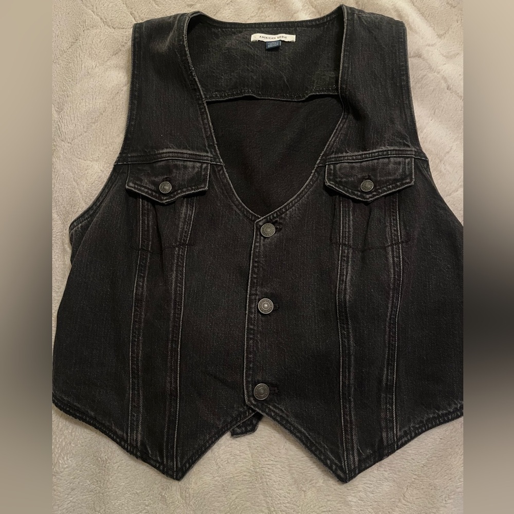 American Eagle Outfitters Black Denim Vest